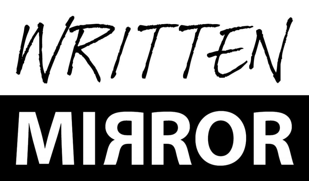 written mirror logo white large