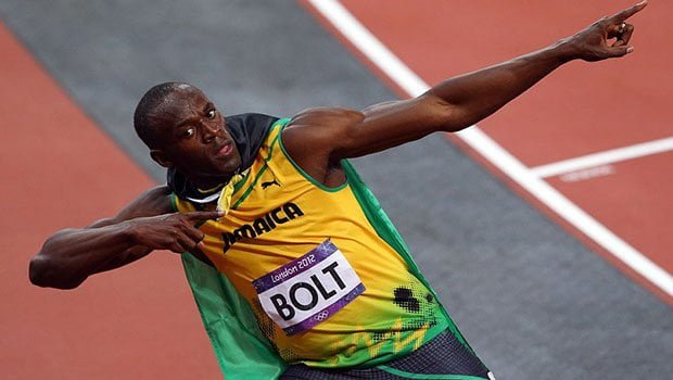 Usain Bolt making sign with hands